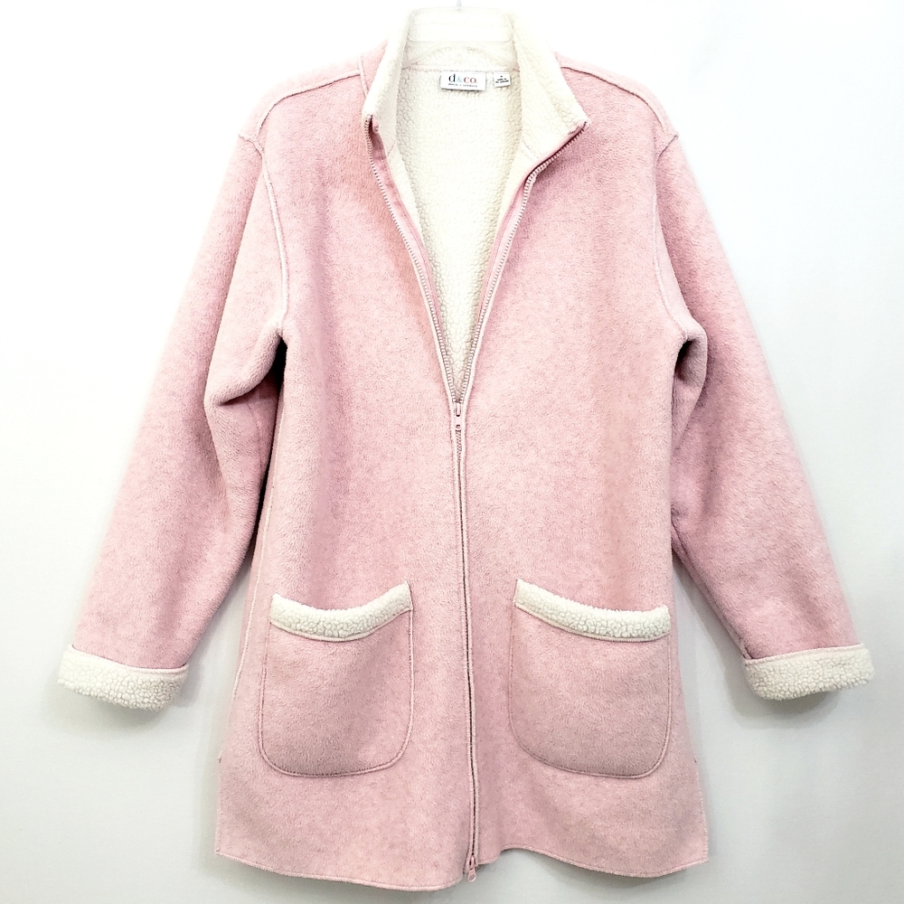 Denim & Co Light Pink w/Sherpa Zip Front Jacket